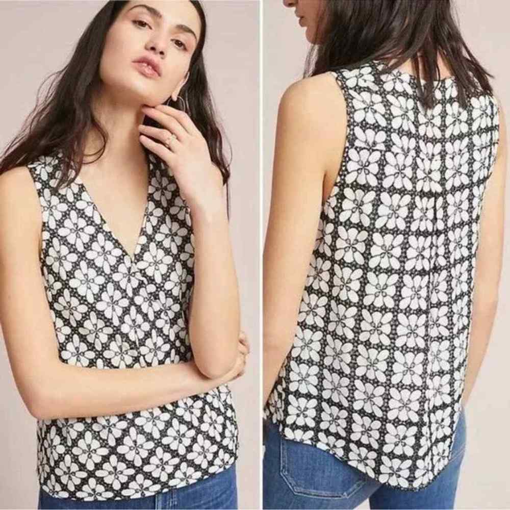 Anthropologie Maeve Coralie Faux Wrap, V-neck, Sleeveless Top